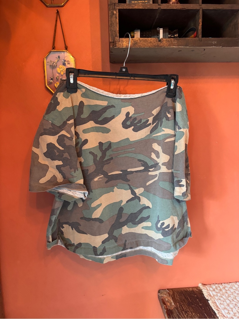 Off-Shoulder Women's Camo Tee - Green Camo